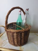 Panier osier à bouteilles
