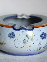 Cendrier Vintage.  Décor fleuri.  Fait main.  