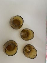 4 verres ambres avec couronne et N Napoleon 