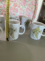 6 mugs en grès poisson 