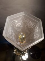 GRANDE LAMPE bronze  ART  NOUVEAU TULIPE   pressé  signé  LA