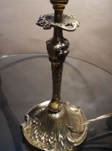 GRANDE LAMPE bronze  ART  NOUVEAU TULIPE   pressé  signé  LA