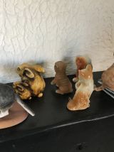 Lot de 6 figurines animaux ceramique et résine