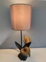 lampe fleurs d'arum en laiton noir et bronze