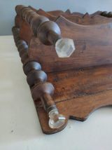 étagère bobines en bois teinté