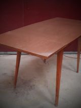 table scandinave dessus formica pied bois   avec ralonge155 