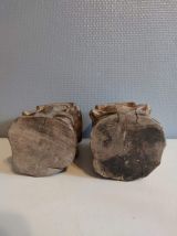 vases en bois sculpté en forme de 4 visages