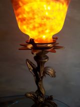  grand lampe art deco , tulipe pate de verre, art nouveau en