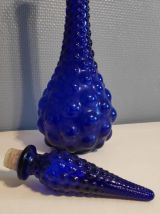 carafe italienne gouttes d'eau bleu cobalt avec bouchon 