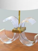 LAMPE PLEXIGLASS ET LAITON DORÉ