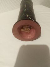 Vase en bambou Vintage peint Art-deco