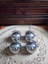 Lot de 4 spots/appliqués boule en métal chromé Années 70