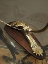 jolie petite lampe de bureau art nouveau bronze et laiton  b