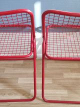 chaises rouges pliantes en métal vintage
