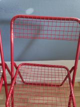 chaises rouges pliantes en métal vintage