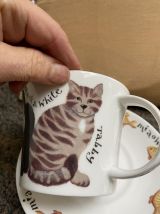 Duo tasse et soucoupes chats