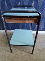 chevet formica bleu clair et structure métal noir années 50