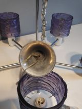 lustre vintage en plexi violet et métal chromé