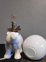 lampe ours en céramique et opaline