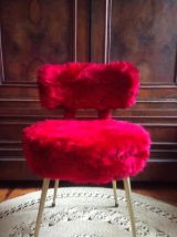 Chaise Pelfran moumoute rouge - Années 60/70