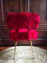 Chaise Pelfran moumoute rouge - Années 60/70