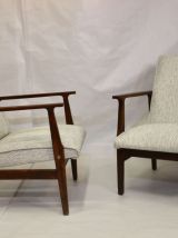 Paire de fauteuils scandinave années 50, tissu chiné
