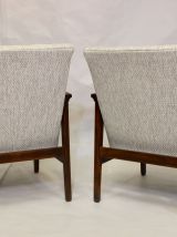 Paire de fauteuils scandinave années 50, tissu chiné