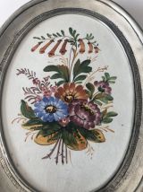 2 anciennes décorations murales en étain et céramique