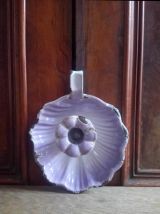 Ancien Bougeoir à main en tôle émaillée