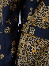 Robe plissée col pelle à tarte soie vintage 70's