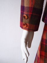 Ensemble tailleur veste et jupe plissée  tartan  laine 60s