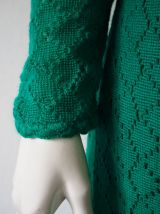 Robe pull en maille ajourée verte vintage 60's 70's