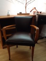Fauteuil Bridge Début XX - rénové cuir