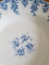 Grand plat de service fleuri bleu RIVANEL