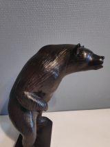 ours brun en plâtre signé Patrick Verdier