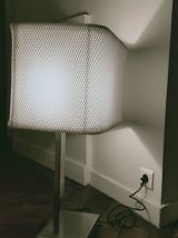 Lampe de bureau années 60 en alu brossé et tissu d'éditeur