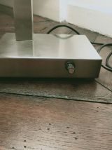 Lampe de bureau années 60 en alu brossé et tissu d'éditeur