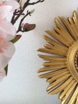 Miroir soleil bois doré  32 cm, 1950