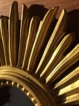 Miroir soleil bois doré  32 cm, 1950