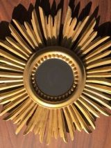 Miroir soleil bois doré  32 cm, 1950
