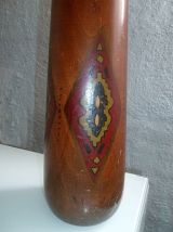 grand vase  en  bois  peint  , vintage