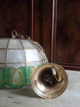 Suspension/lustre en nacre et laiton 