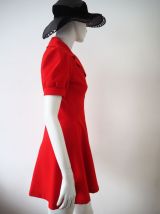 Mini robe babydoll Mod Swinging London rouge vif vintage 60s