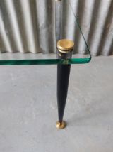 Table basse vintage métal et verre