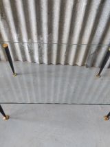 Table basse vintage métal et verre