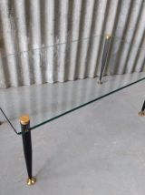 Table basse vintage métal et verre