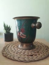 seau à champagne cuivre et  laiton , décor émaux