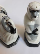 Salière en porcelaine art déco singe et dindon