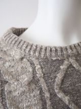 Pull grosse maille torsadée gris chiné vintage YSL 80's