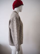 Pull grosse maille torsadée gris chiné vintage YSL 80's